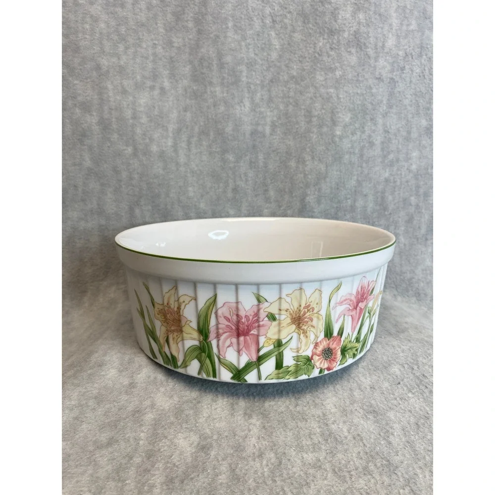 Vintage Stafford Jade Lily Fine Porcelain Souffle‎ Casserole 9